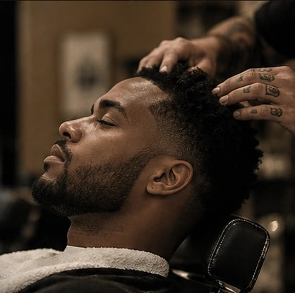 Master barber providing hair and scalp grooming at Hyde Park Hair Salon