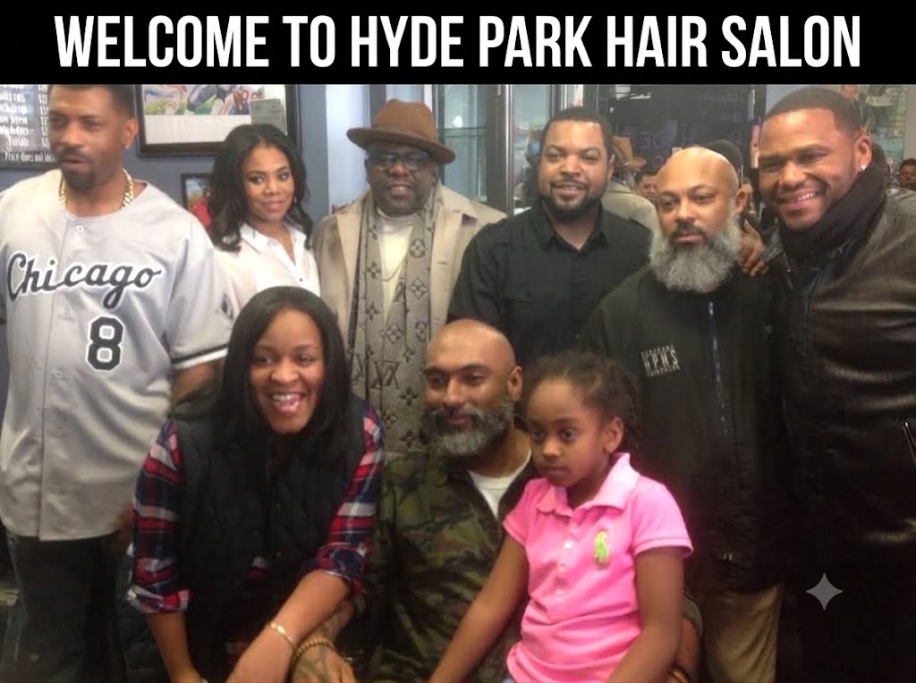 Master barber Ishmael Coye with Cedric the Entertainer, Regina Hall, Ice Cube, Anthony Anderson, and Deon Cole at Hyde Park Hair Salon